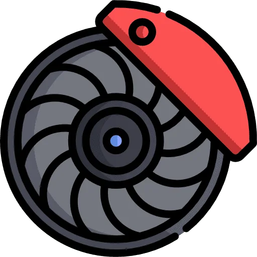 Icona de disc de fre, representant serveis de revisió i reparació de frens.